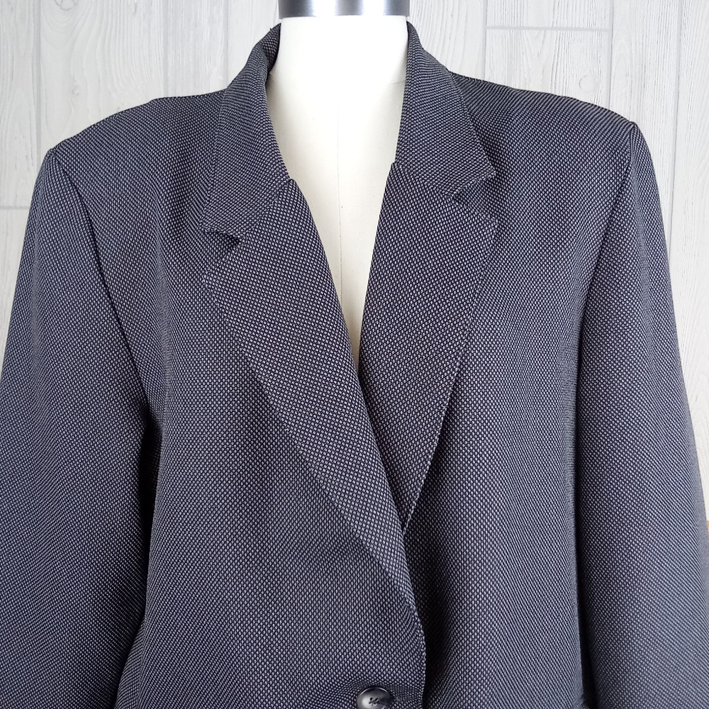 Alfred Dunner Vintage Gray Dotted / Checked Blazer - Picture 2 of 9